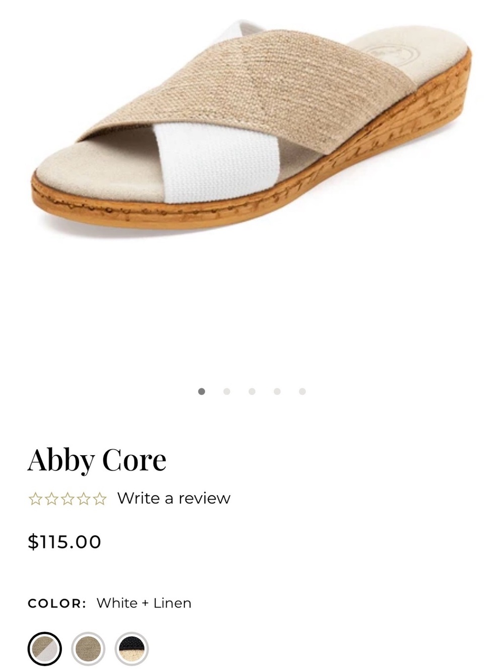 CHARLESTON SHOE CO. Abby Core White & Linen Crossover Slide